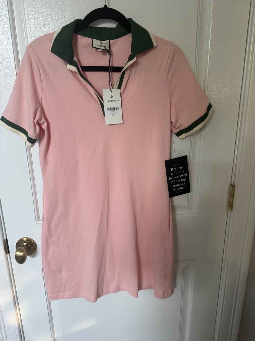Tuckernuck Pink Polo Dress with Green Trim